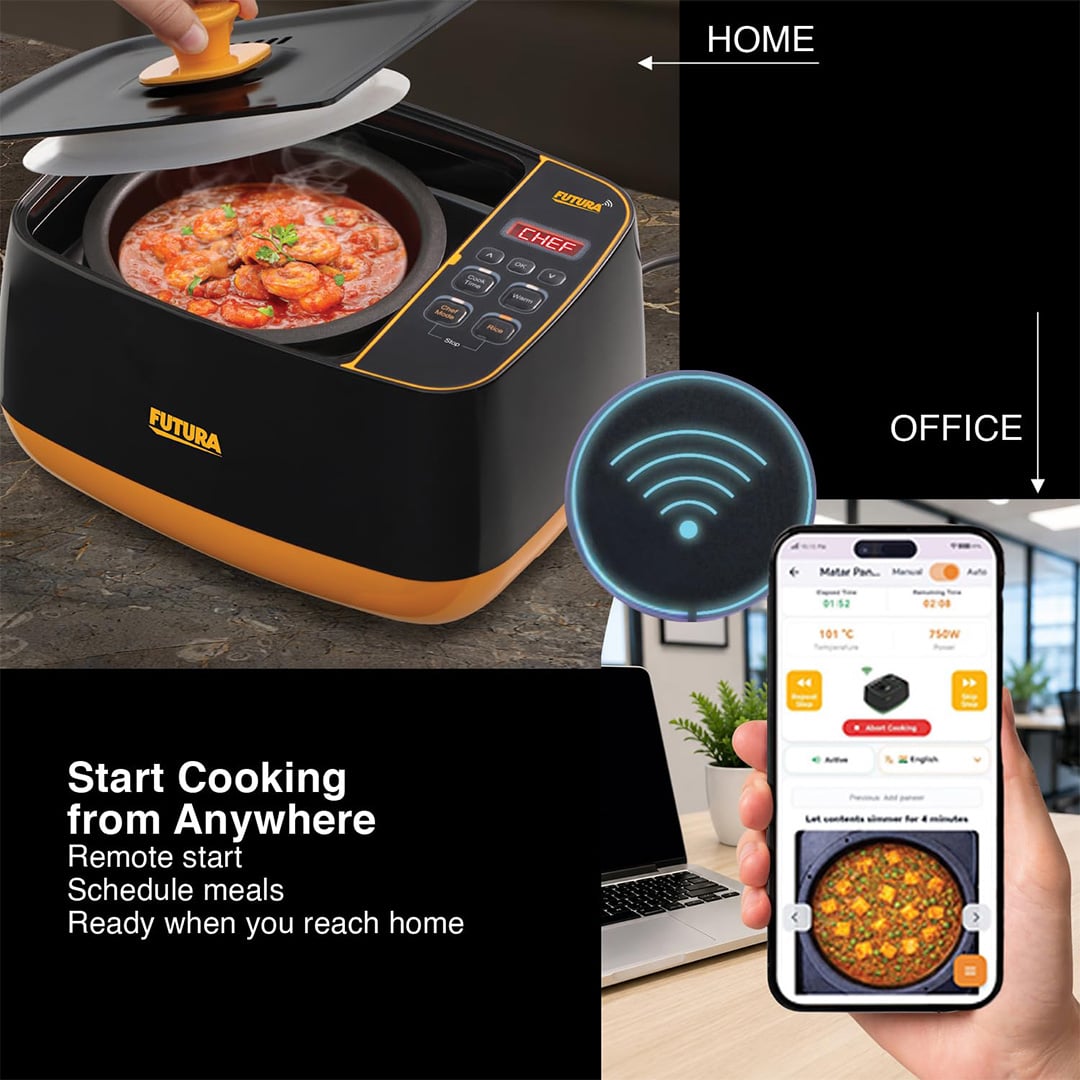 Picture of Futura Smart Pot with Smart App Automatic Rice Cooking Slow Cooking, Sauté, Fry, Steam & Warm Function,100+ Guided Recipes,Portable Table-Top Cooker